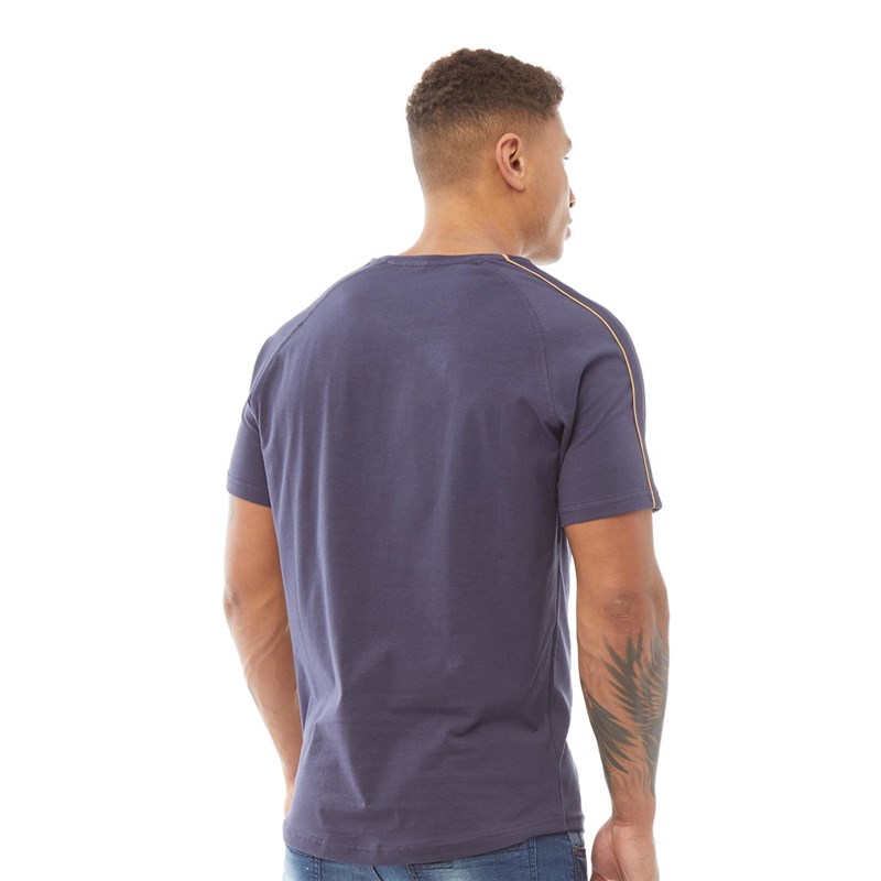 Crosshatch Mens Royalties Piping Trim T-Shirt Navy