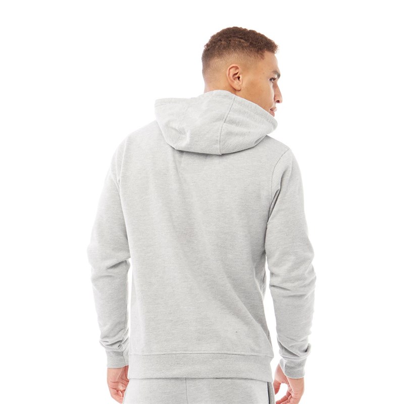 Buy Crosshatch Mens Gramply Contrast Chest Hoodie Light Grey Marl