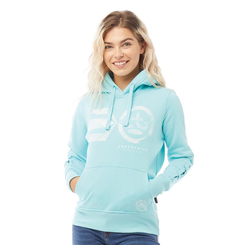 Buy Crosshatch Womens Jocelyn Hoodie Aqua Sky