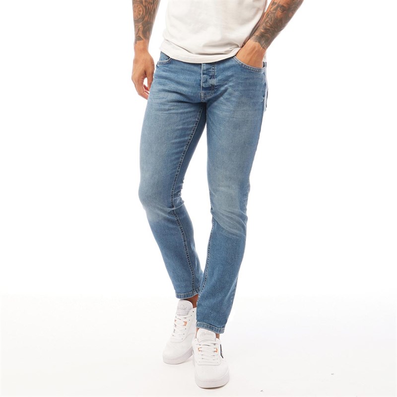 Crosshatch Heren Barbeck Slim Jeans Lichtblauw