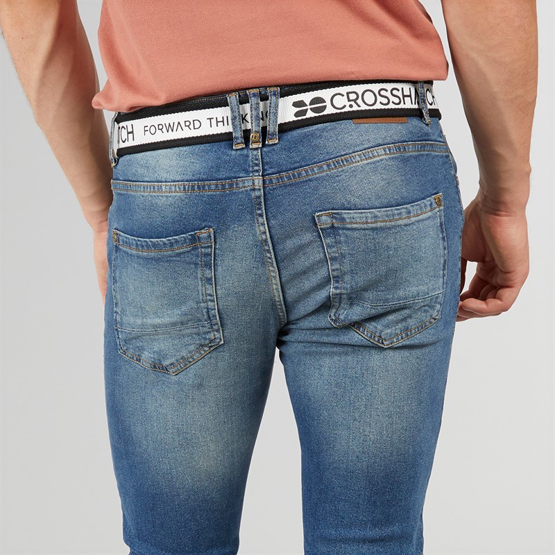 Crosshatch Herren Slim Fit Jeans Stonewash