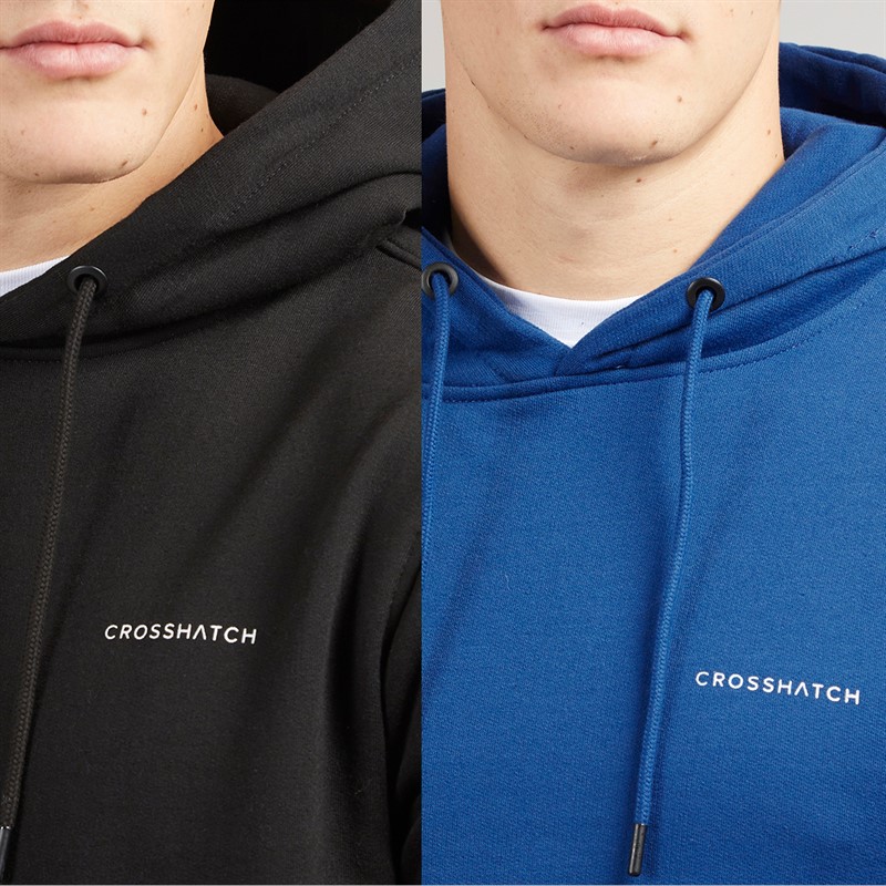 Crosshatch Mens Two Pack Hoodies Black/Royal