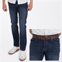 Crosshatch Heren Farrowed Straight Fit Jeans Donker Wash