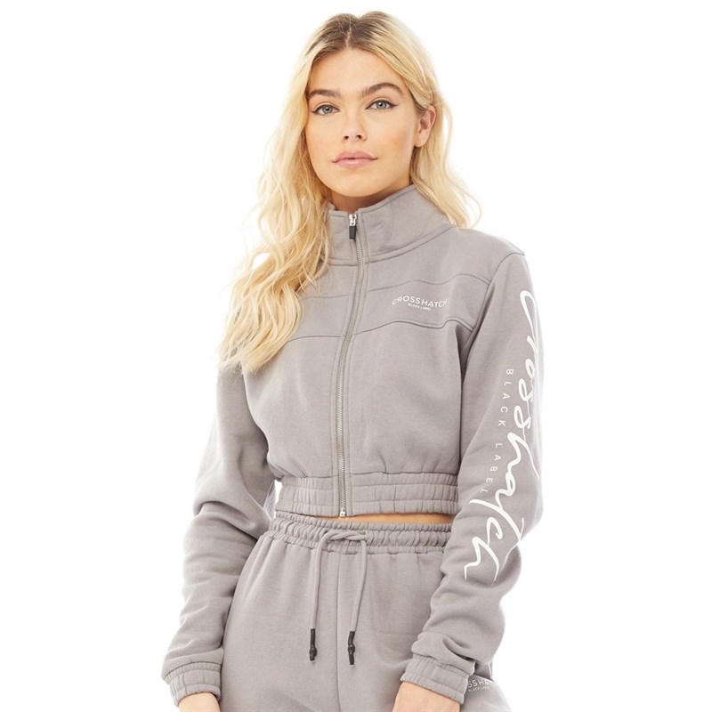 Crosshatch Womens Milwalk Cropped Zip Sweat Sleet