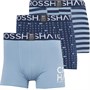 Crosshatch Mens Gridline Three Pack Boxers Shorts Denim Blue