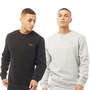 Crosshatch Herre Traymax To-pak Crew Neck Sweatshirts Sort/Grå Melange