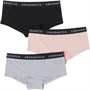 Crosshatch Womens Everlee Three Pack Boy Shorts Black/Grey/Pink