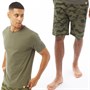 Crosshatch Mens Craft T-Shirt And Shorts Camo Loungewear Set Green Camo