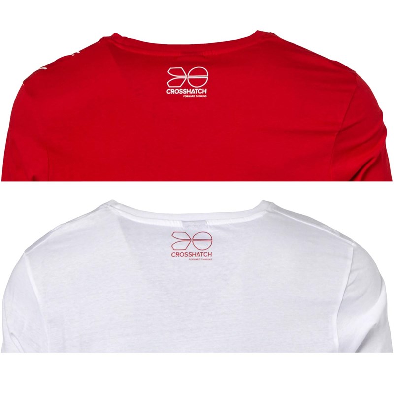 Crosshatch Mens Maddex Two Pack T-Shirts Red/White