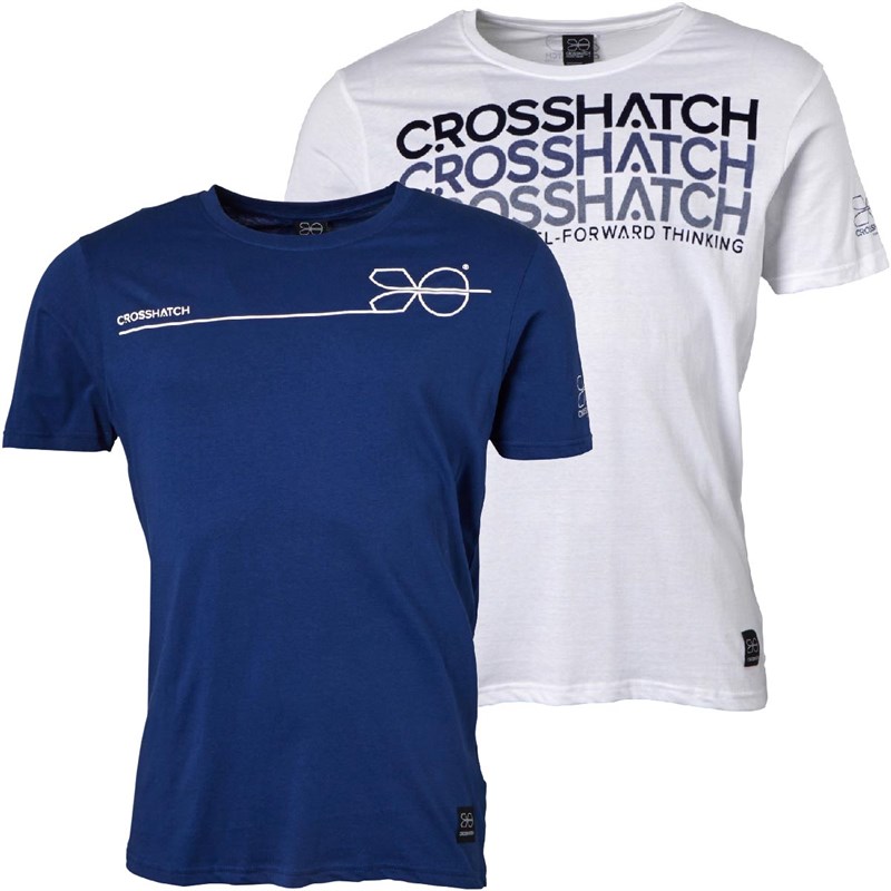 Buy Crosshatch Mens Orions Two Pack TShirts Blue/White