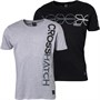 Crosshatch Mens Hector Two Pack T-Shirts Black/Grey Marl