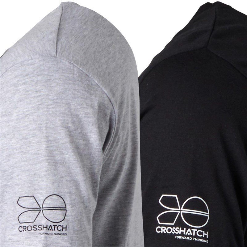 Crosshatch Mens Hector Two Pack T-Shirts Black/Grey Marl