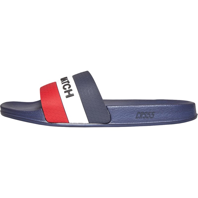 Buy Crosshatch Mens Pillmoore Slides Navy/Red