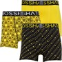 Crosshatch Mens Glocomb Three Pack Boxers Shorts Black/Yellow