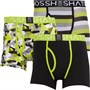 Crosshatch Mens Crystaline Three Pack Open Fly Boxers Shorts Lime Punch