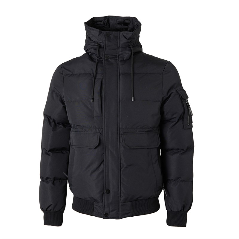 Crosshatch Mens Milwaka Fur Lined Hooded Jacket Black