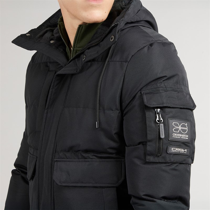 Crosshatch Herren  Milwaka  Futter  mit  Kapuze  Jacke  Schwarz