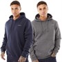 Crosshatch Herre Traymax To-pakkede Hoodies Blå Marine/Charcoal