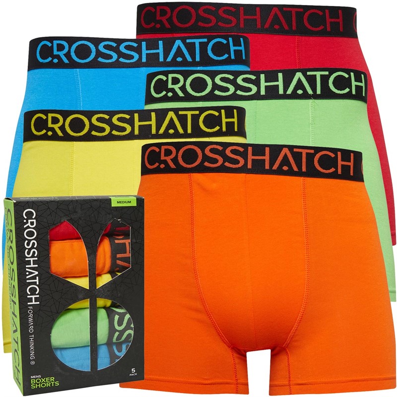 Crosshatch Mens Highlighter Five Pack Boxers Mixed Bright