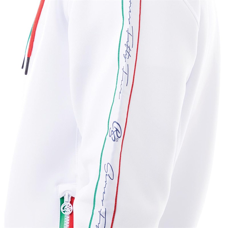 Crosshatch Mens Lanbiera Tape Tricot Hooded Jacket White