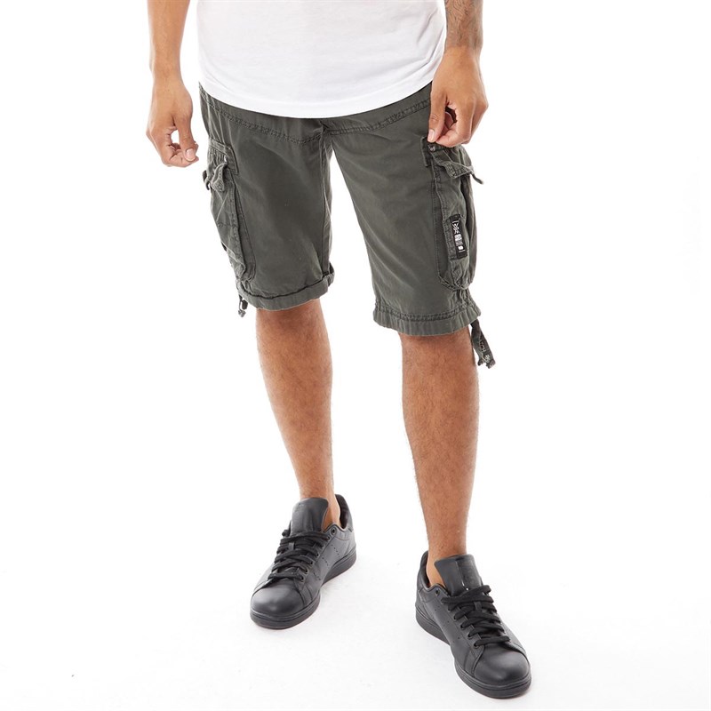 Crosshatch Shorts Cargo Oprah Twill Combat Homme Gris Fonce