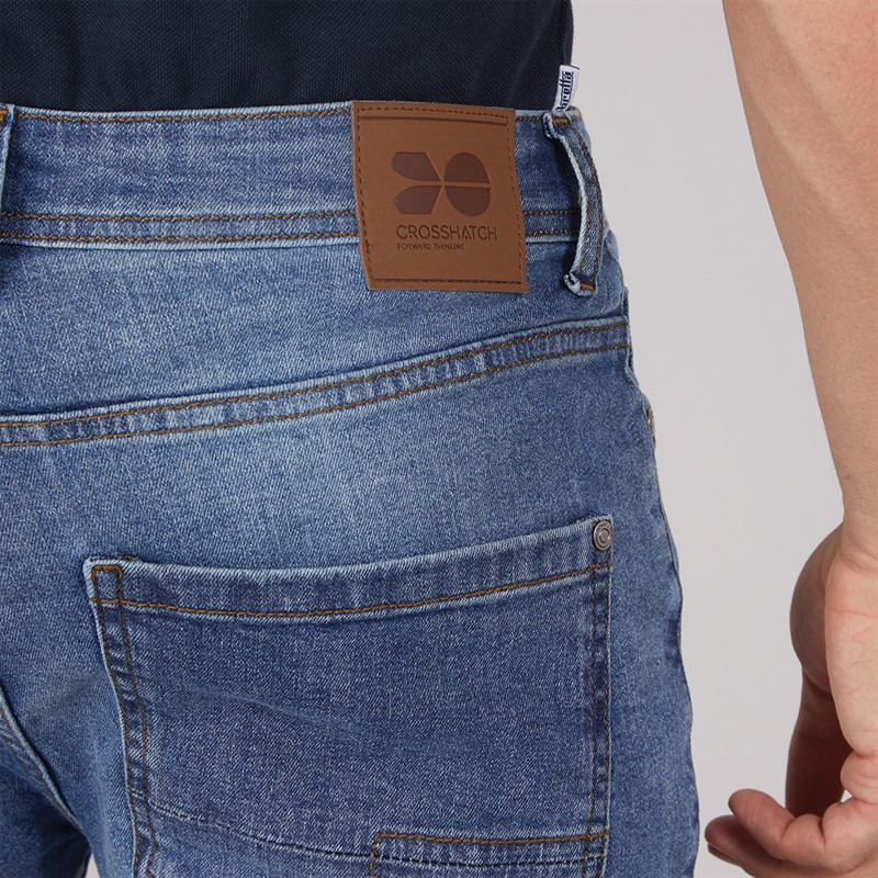 Crosshatch Mens Tadcaster Mens Denim Shorts Light Wash