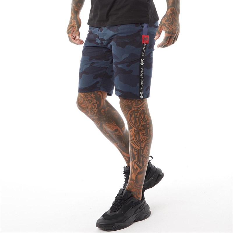 Buy Crosshatch Mens Brickmoore Camo Shorts Blue Camo