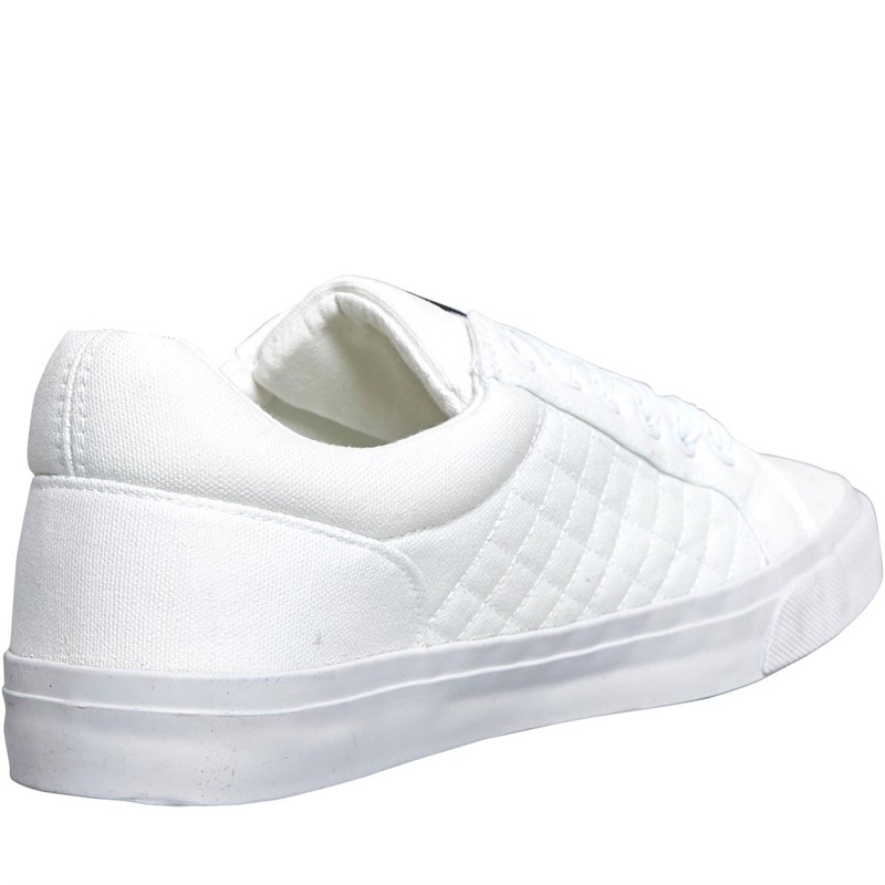 Crosshatch Mens Huseby Canvas Pumps White Mono