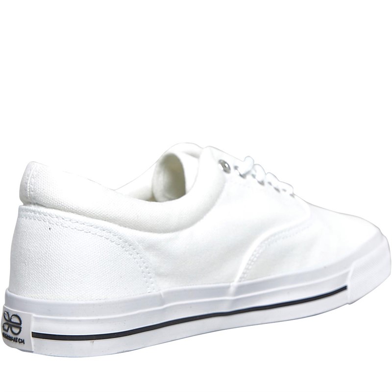 Crosshatch Mens Skywalk Canvas Pumps White Mono