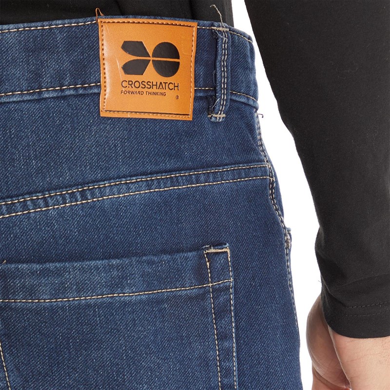 Crosshatch Mens Lampoons Slim Fit Jeans Darkwash