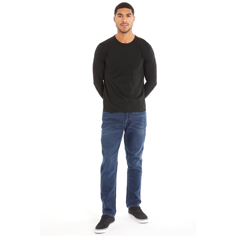 Crosshatch Mens Lampoons Slim Fit Jeans Darkwash