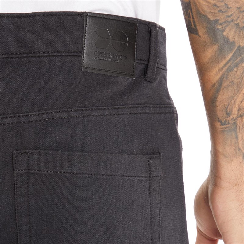 Crosshatch Mens Lampoons Slim Fit Jeans Black