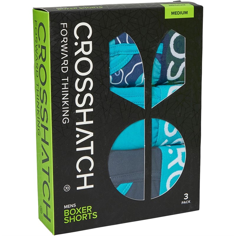 Crosshatch Mens Stracts Three Pack Boxers Teal