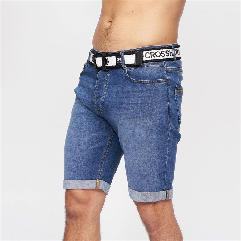 Crosshatch Short en jean Reesr Homme Bleu Moyen