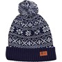 Crosshatch Mens Fair Isle Beanie Navy