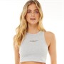 Crosshatch Womens Landouts Crop Vest Top Light Grey Marl