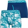 Crosshatch Mens Kamzon Two Pack Boxer Shorts Teal