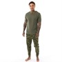 Crosshatch Mens Combo Craft Camo Lounge T-Shirt And Joggers Set Green Camo
