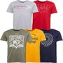 Crosshatch Mens Blowella Five Pack T-Shirts Multi