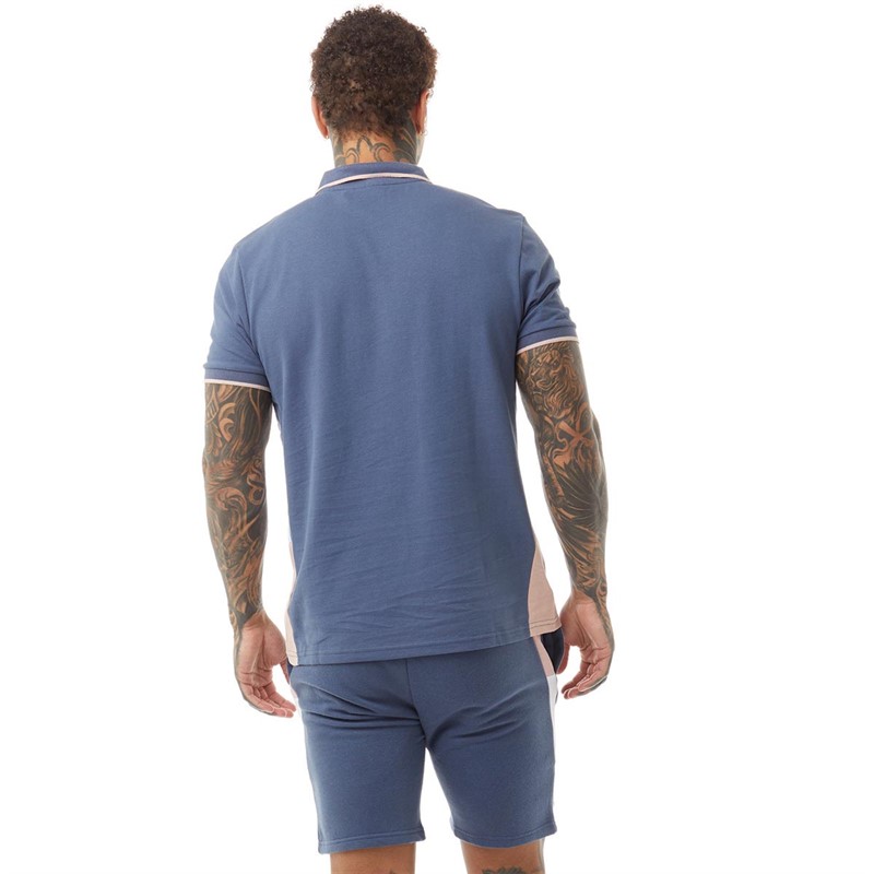 Crosshatch Mens Balamere Polo And Shorts Co-Ord Denim Blue
