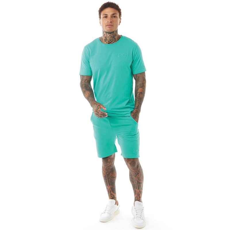 Crosshatch Mens Graydon Shorts And T-Shirt Co-Ord Aqua