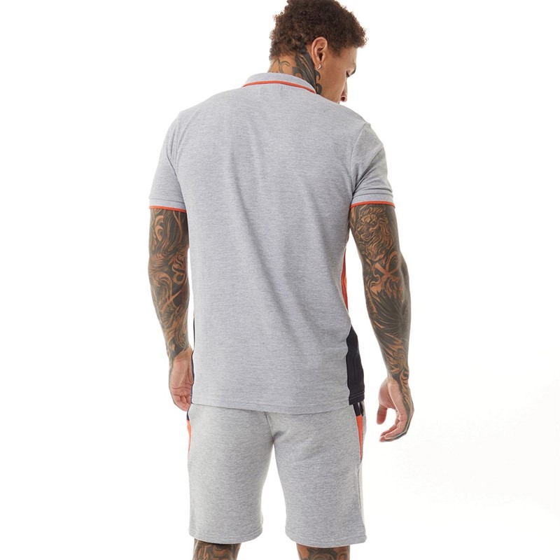 Crosshatch Mens Balamere Polo And Shorts Co-Ord Grey Marl