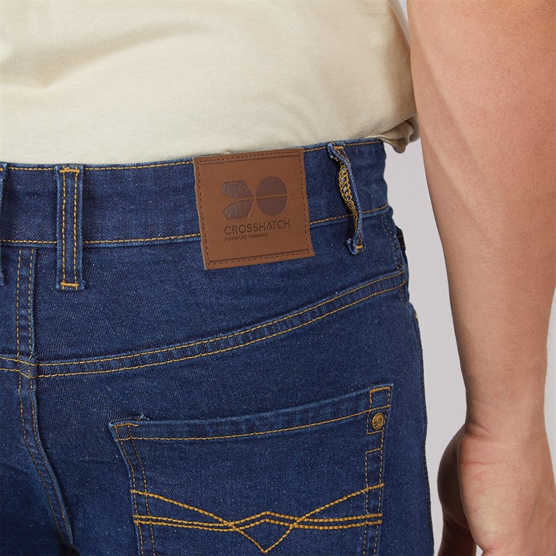 Crosshatch Mens Fortune Straight Fit Jeans Rinse Wash