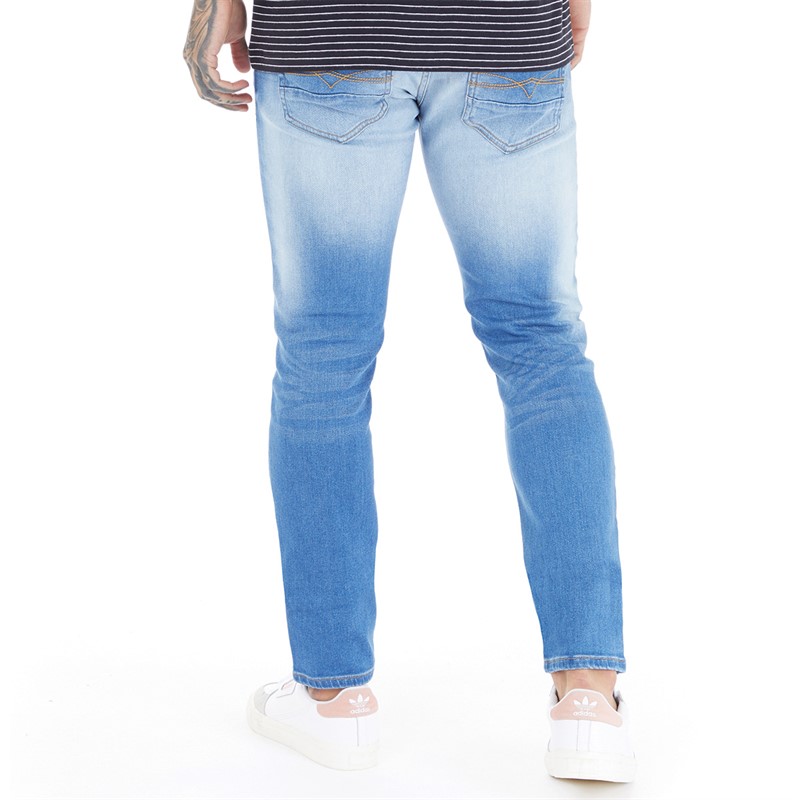 Crosshatch Mens Geforce Slim Fit Jeans Light Wash