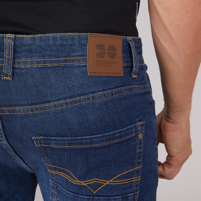 Crosshatch Mens Geforce Slim Fit Jeans Dark Wash