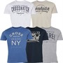 Crosshatch Mens Chislemoore Five Pack T-Shirts Light Stone/White/Grey Marl/Navy/Dutch Blue