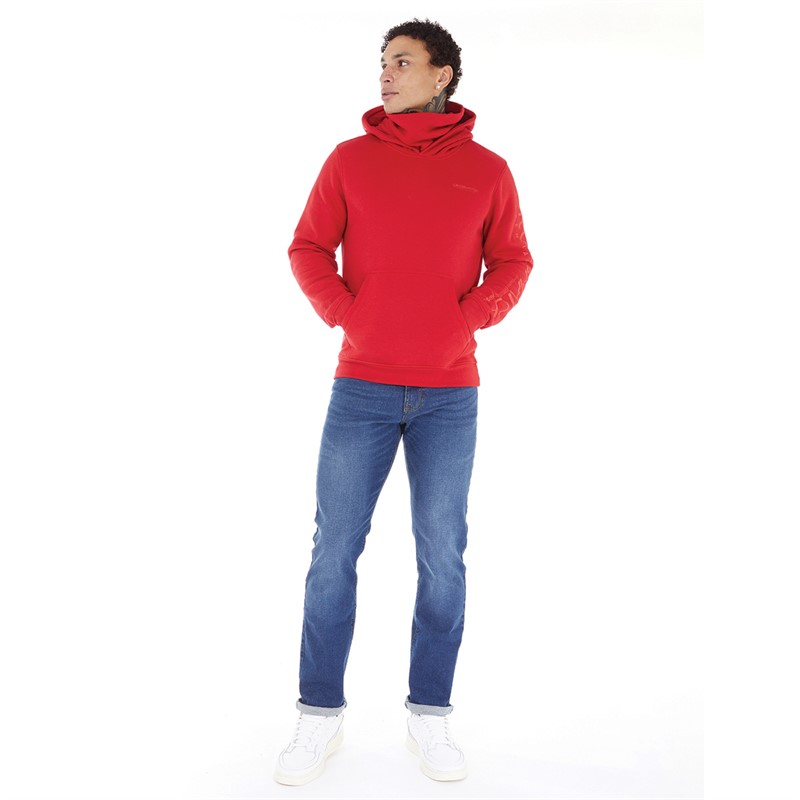 Crosshatch Mens Snood Neck Hoodie Haute Red