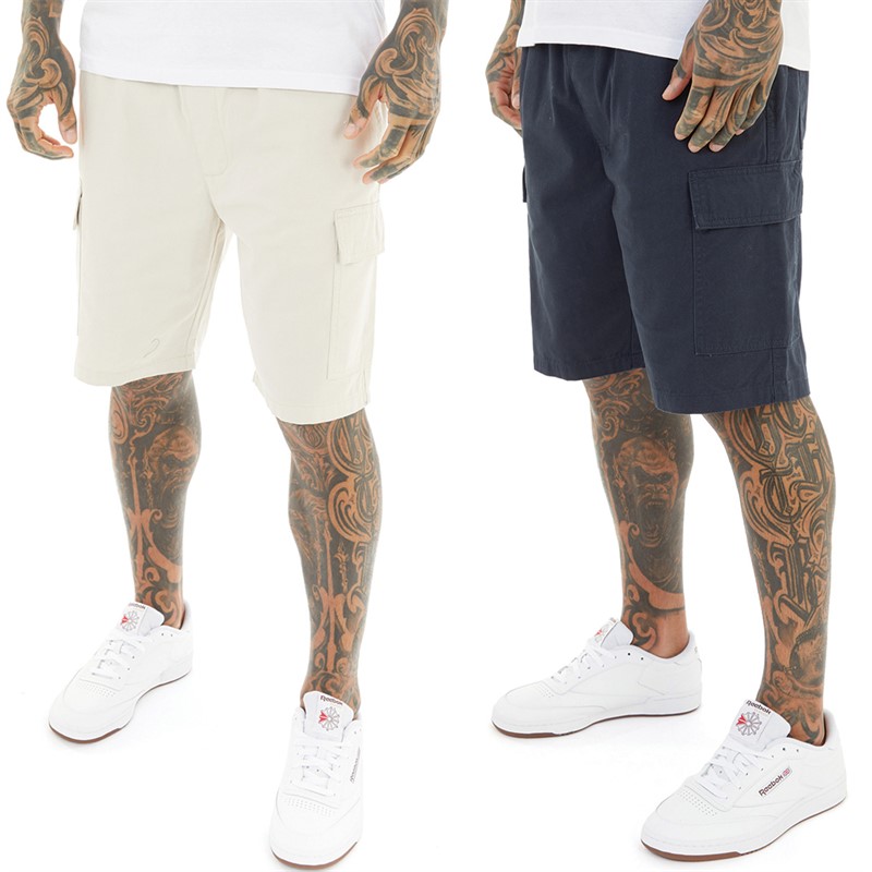 Crosshatch Shorts cargo Homme Kathos deux pieces Bleu marine gris