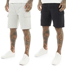 Crosshatch Heren Kathos Cargo Shorts Grijs/Zwart 2-Pack