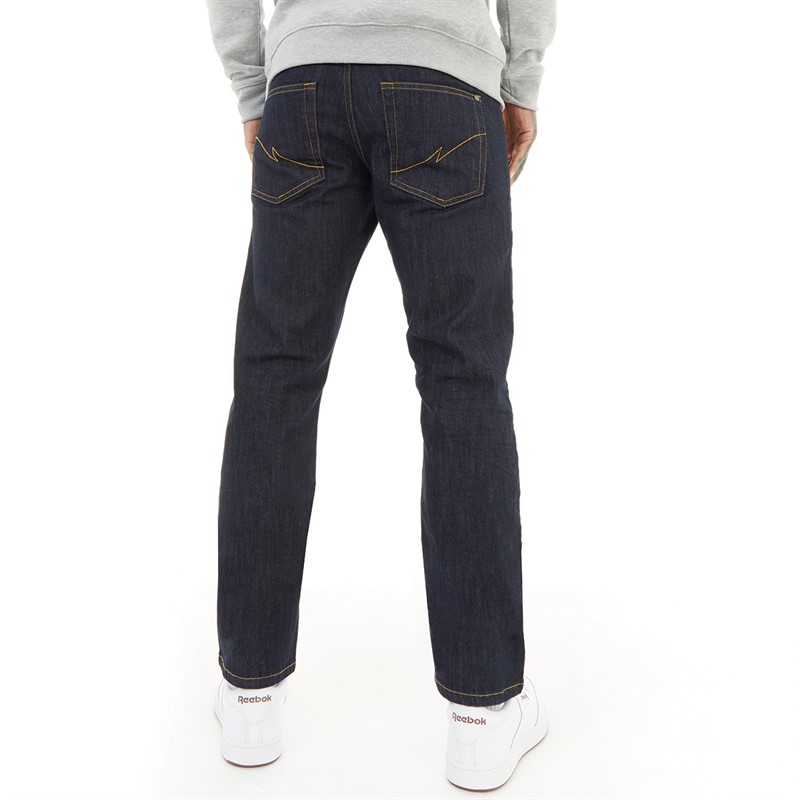 Crosshatch Mens Bandol Straight Fit Jeans Raw Wash